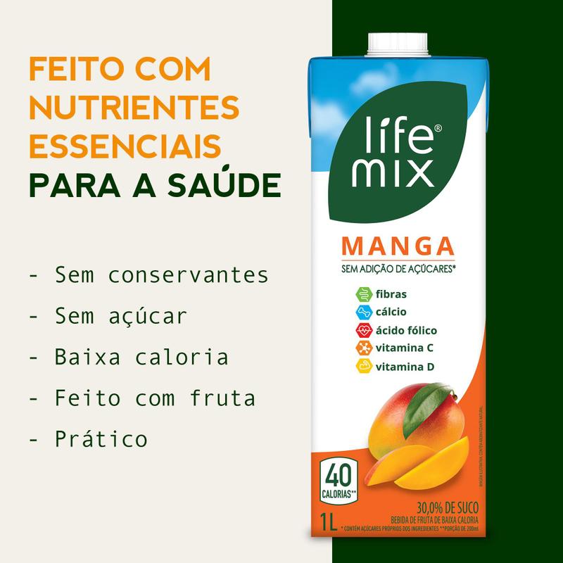Life Mix Suco Baixa Caloria Manga - 12 x 1 l - Suco - Magazine Luiza
